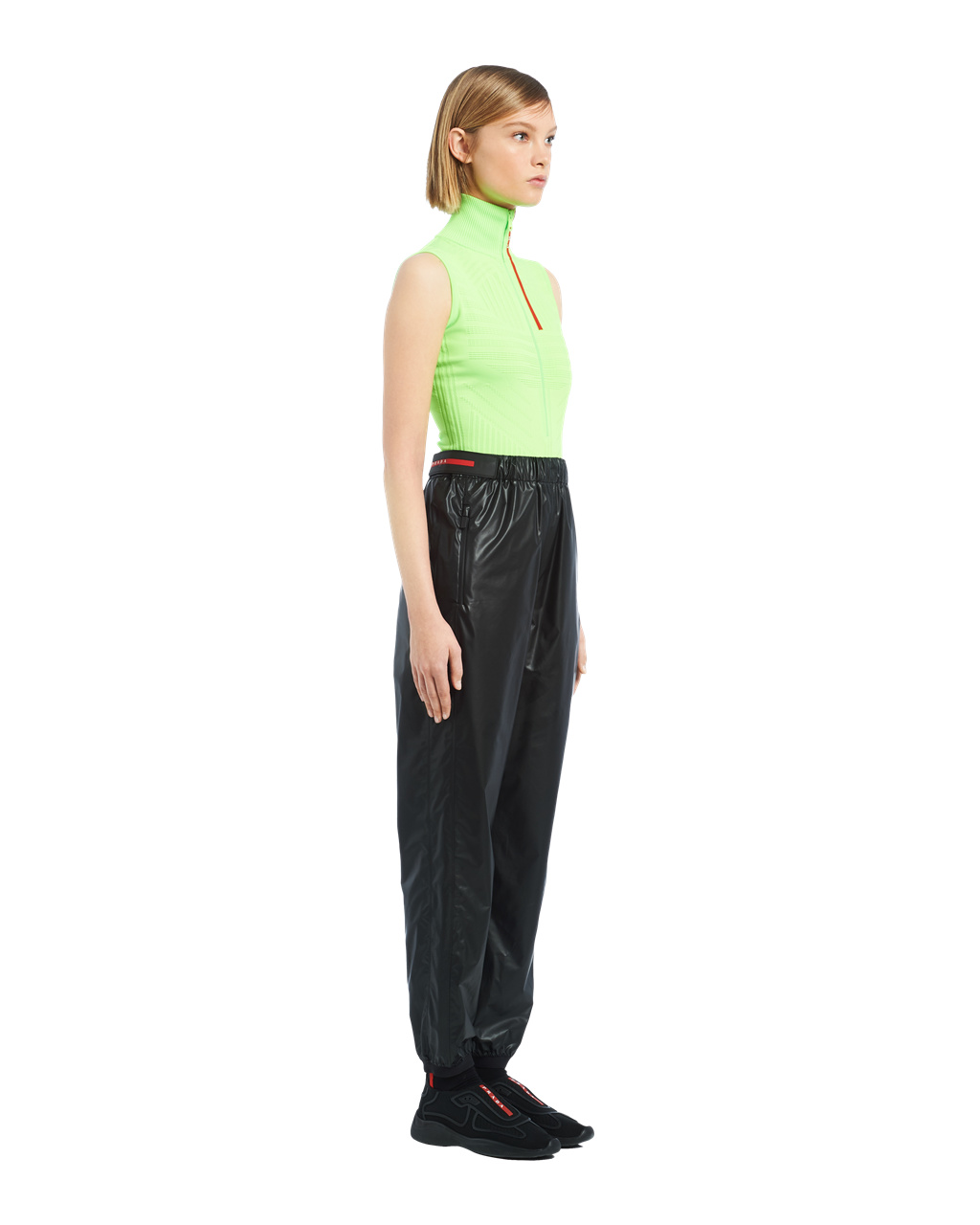 Prada Light Nylon Brede-leg Pants Svarte | 153-SNDWVR