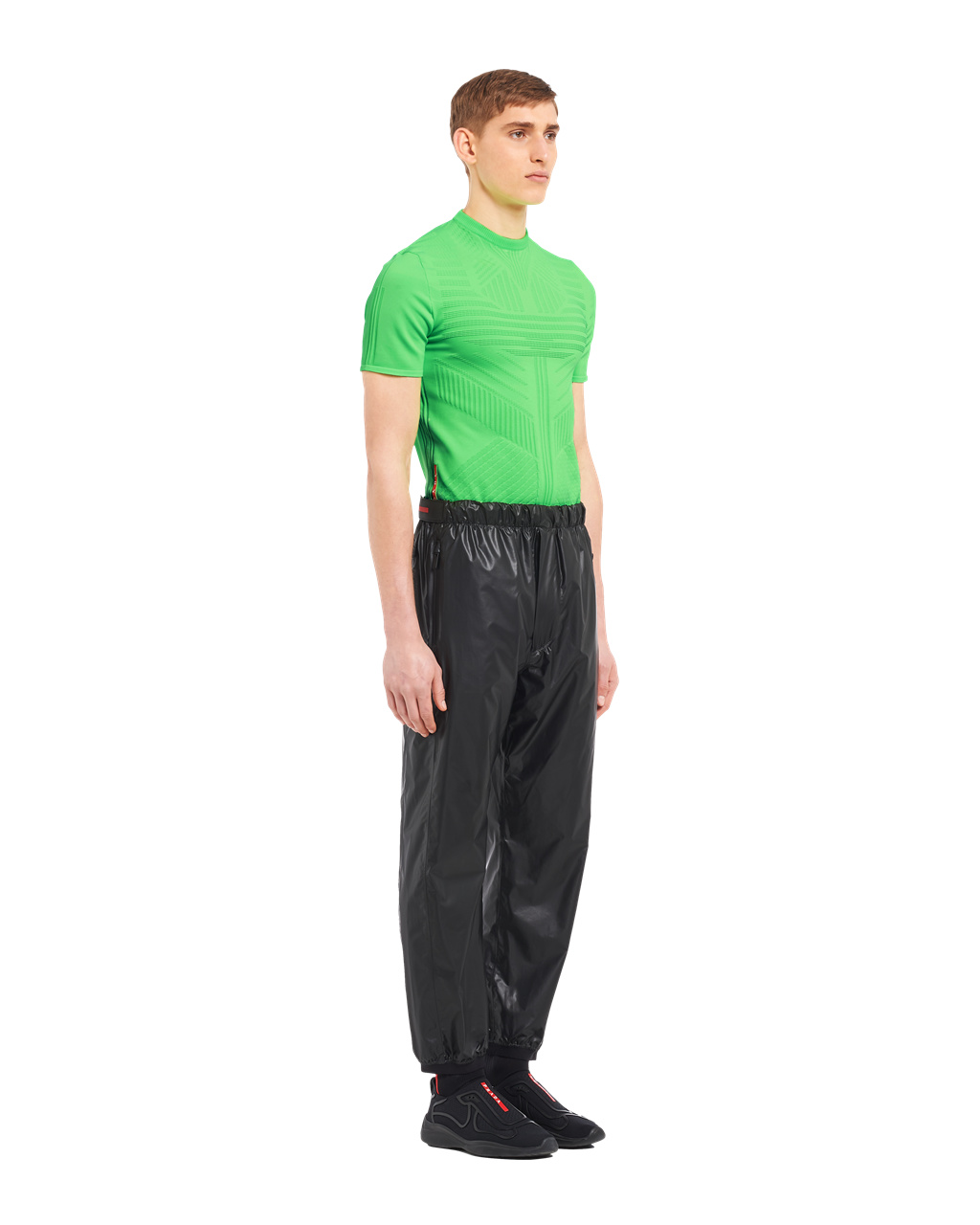 Prada Light Nylon Brede-leg Pants Svarte | 856-GYKJDO