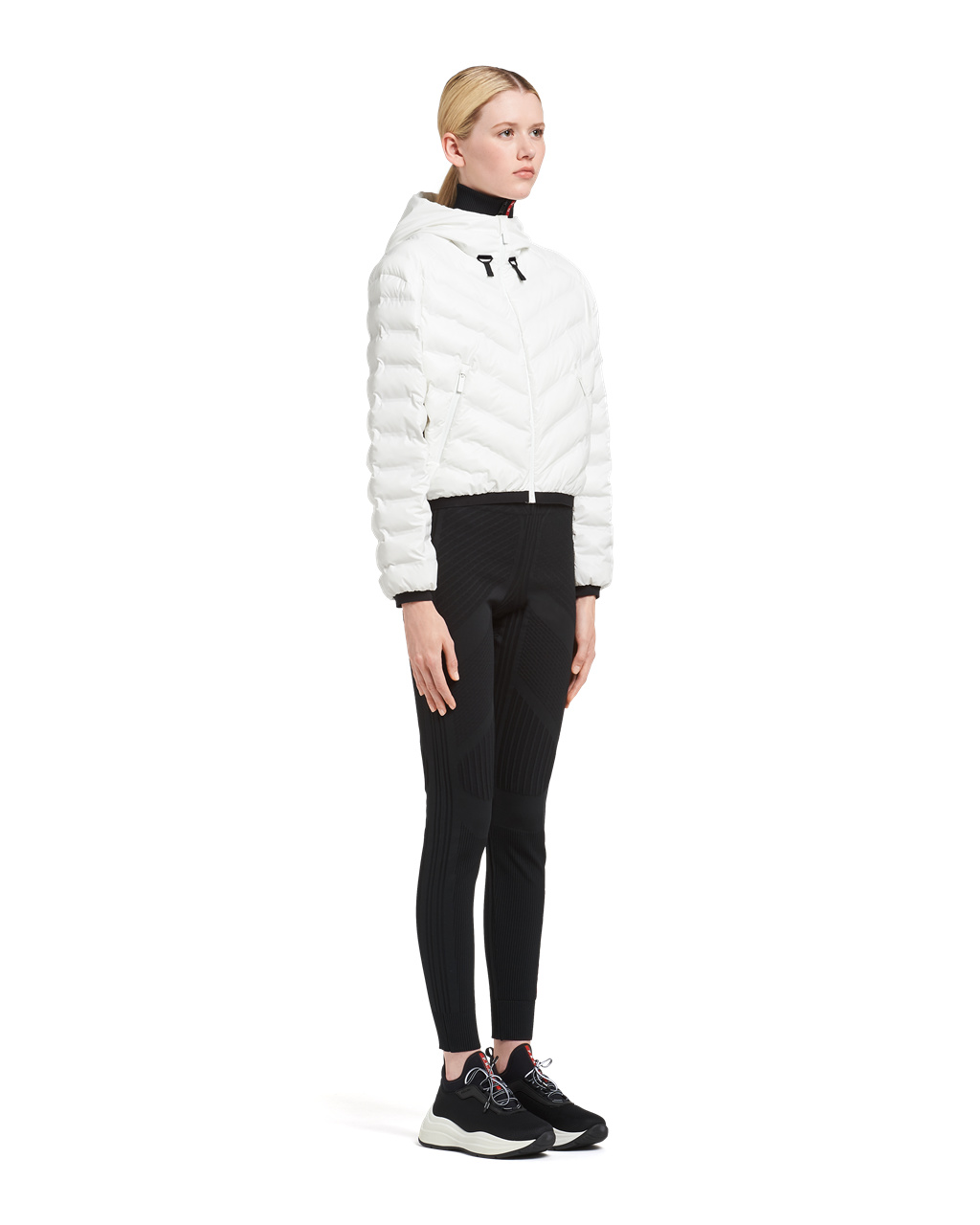 Prada Light Nylon Hette Puffer Jacket Hvite | 380-JKRIPF