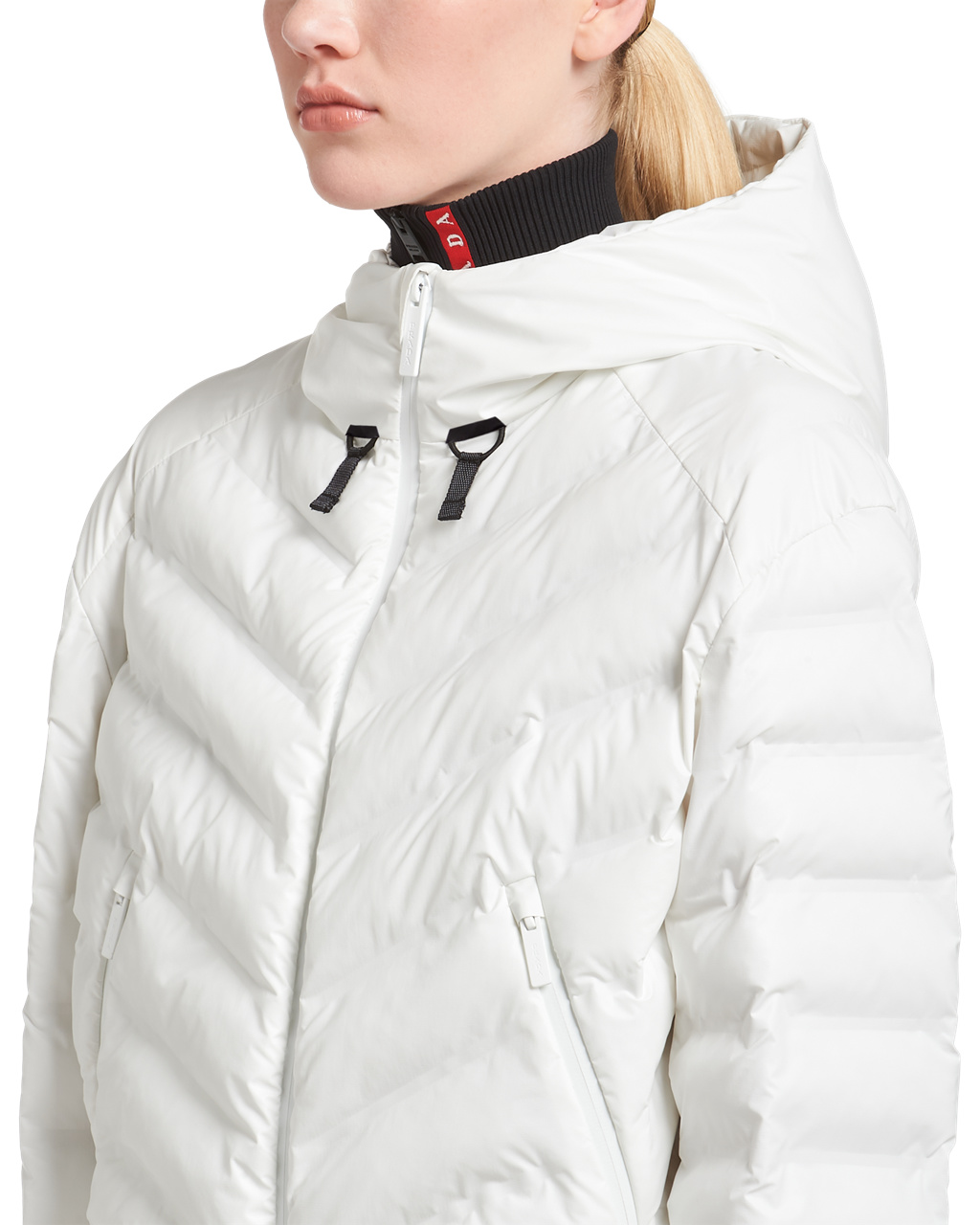 Prada Light Nylon Hette Puffer Jacket Hvite | 380-JKRIPF