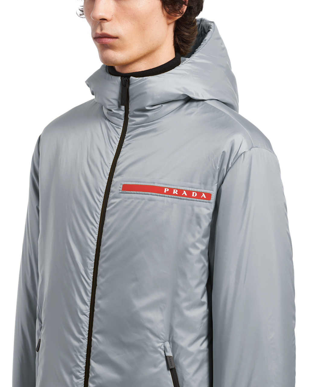 Prada Light Polyester Padded Jacket Aluminum | 713-BTNYMZ