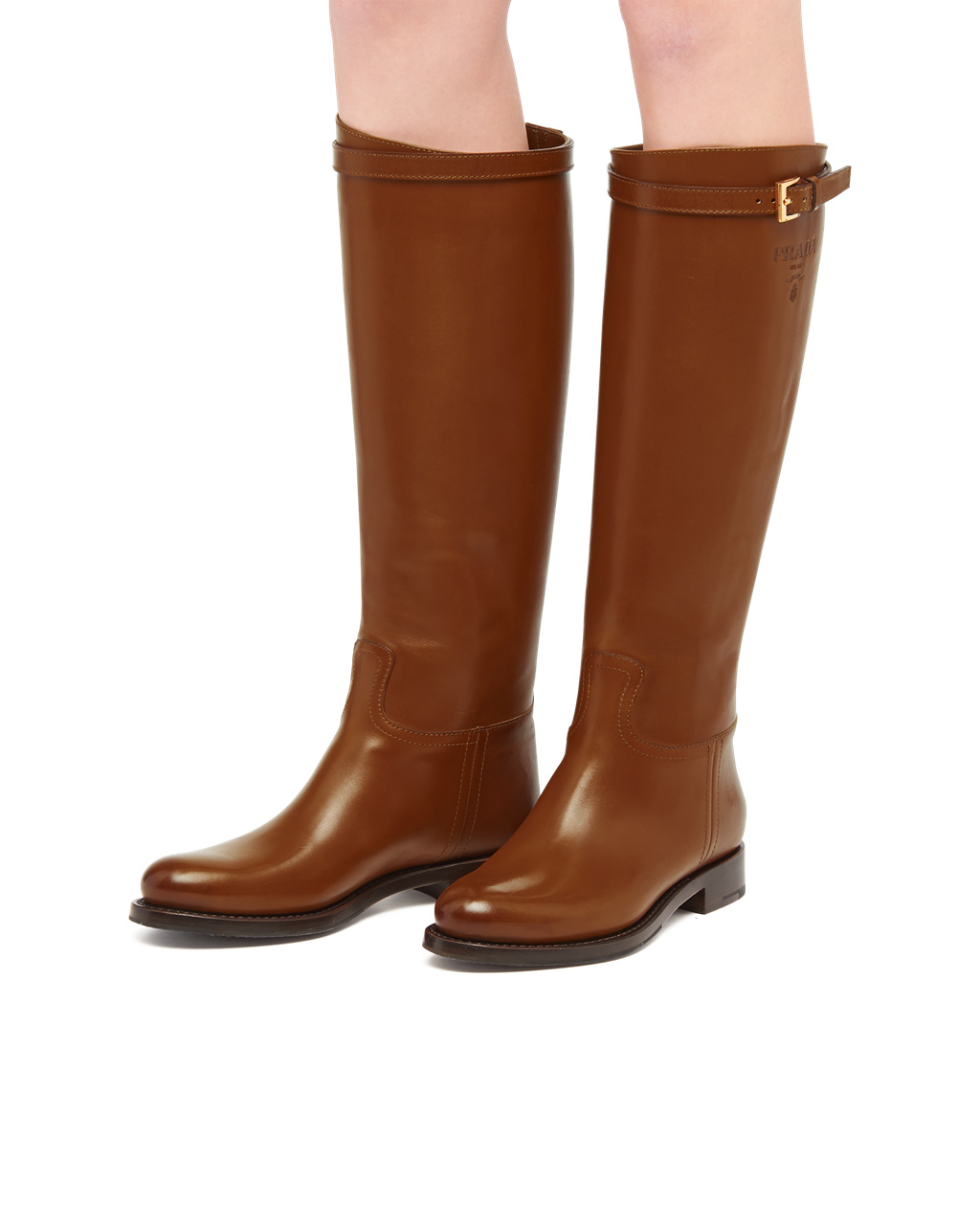 Prada Lær Boots Cognac | 719-DYBLOC