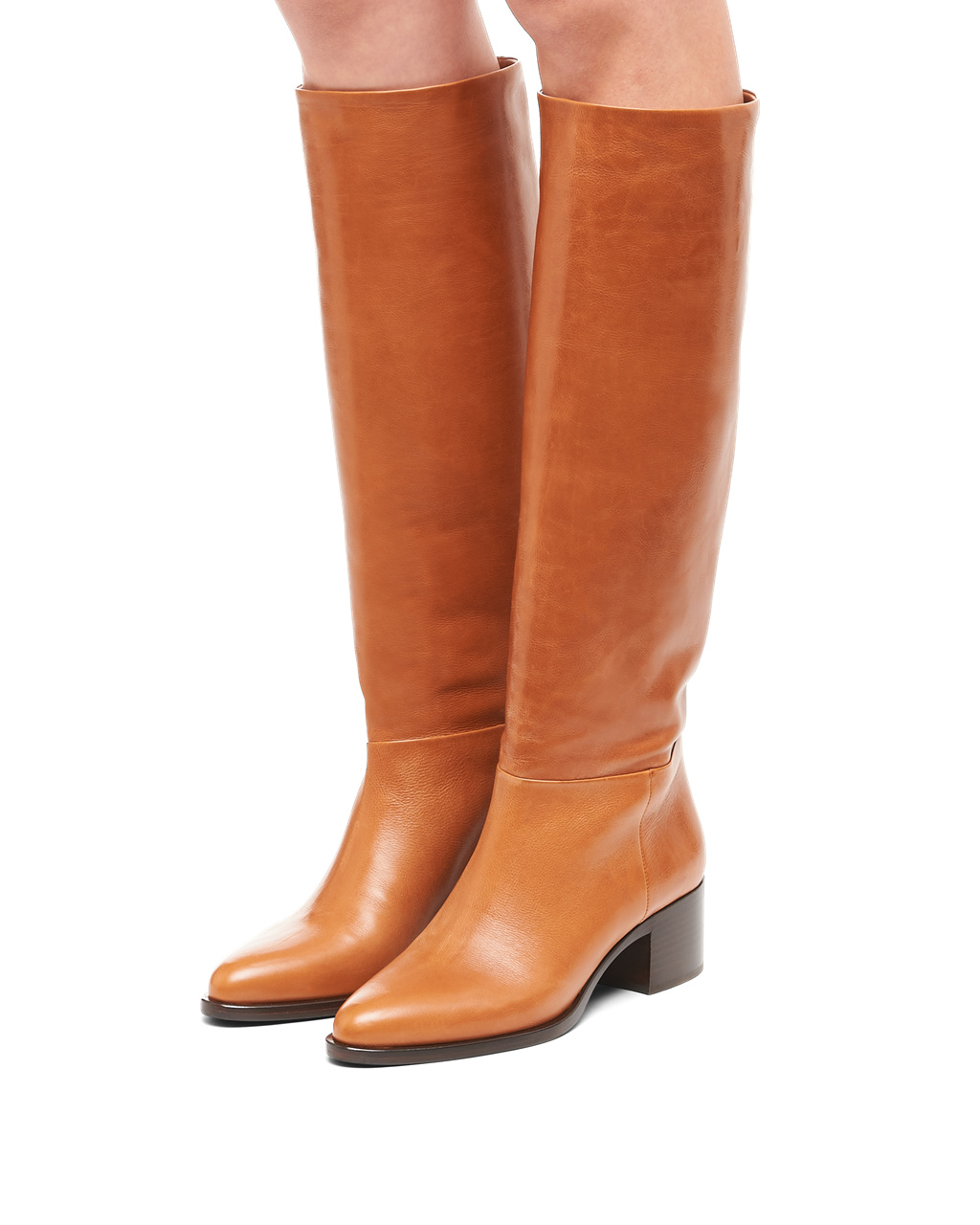 Prada Lær Boots Cognac | 829-EGUKHI