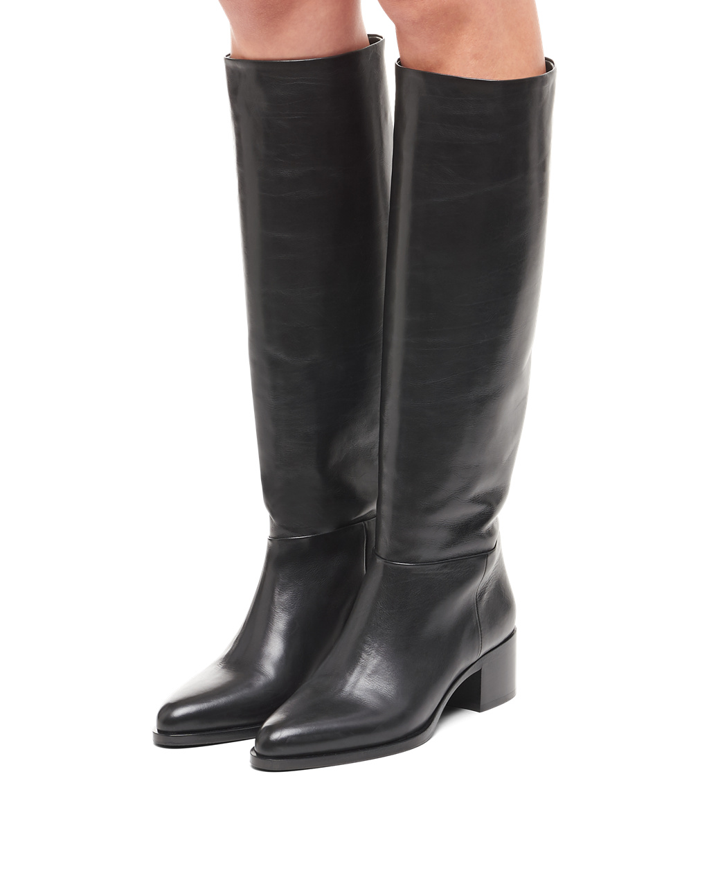 Prada Lær Boots Svarte | 715-ZIPOXA