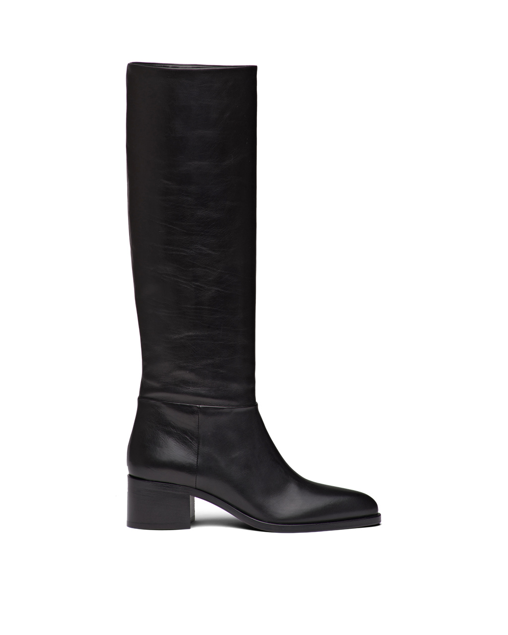 Prada Lær Boots Svarte | 715-ZIPOXA