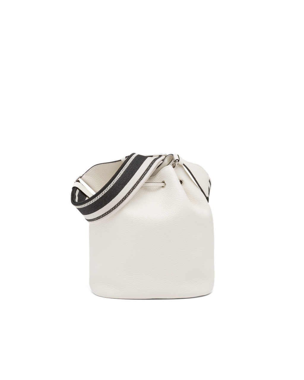 Prada Lær Bucket Bag Hvite | XRMIOQ715