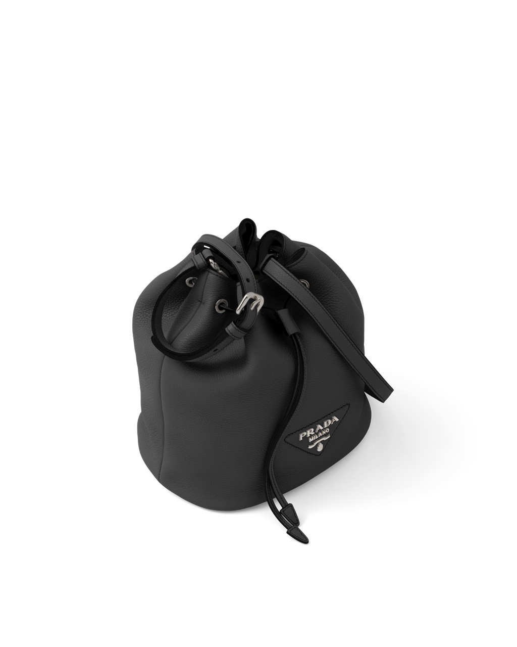 Prada Lær Bucket Bag Svarte | 352-MDPWJH