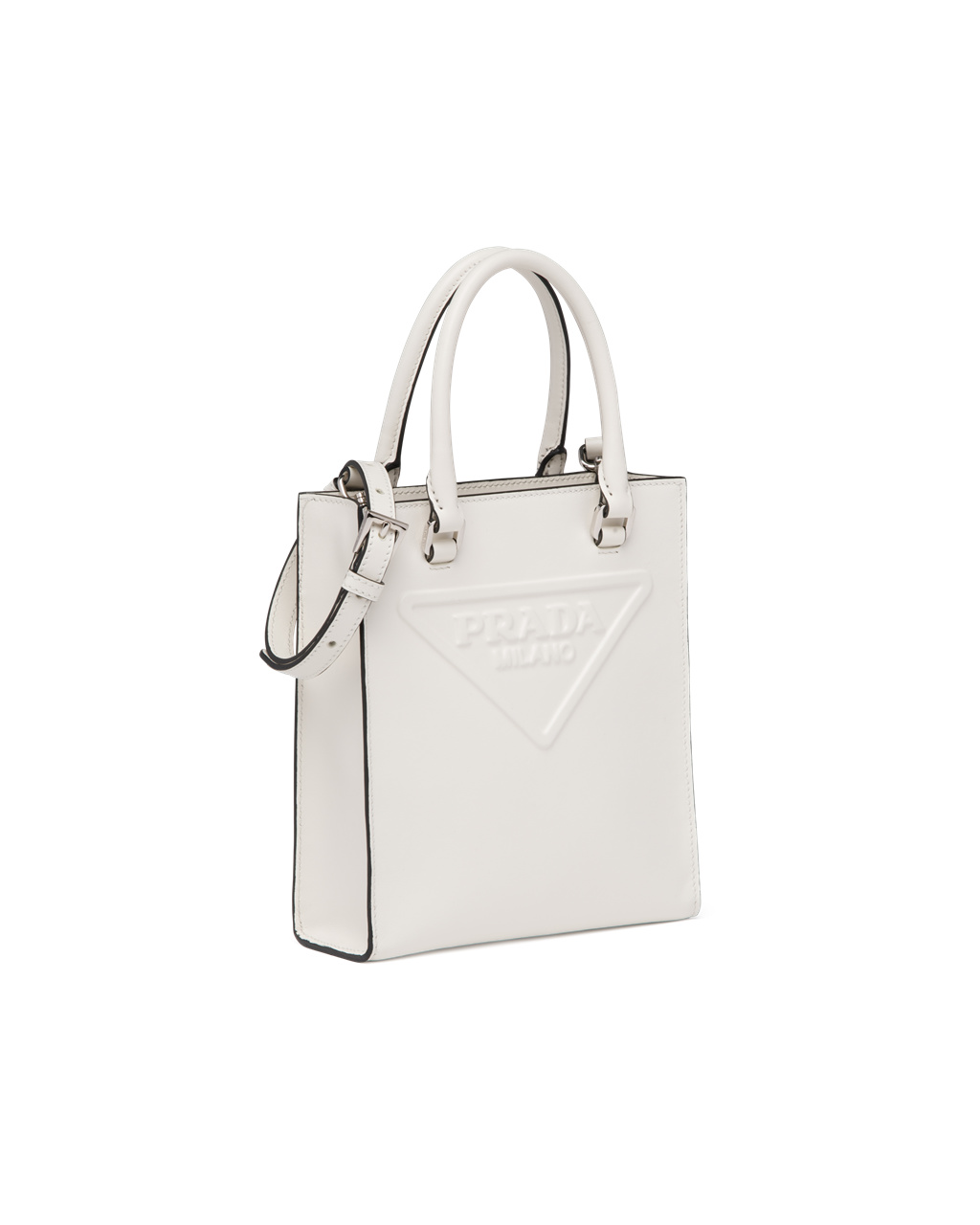 Prada Lær Handbag Hvite | TPCZJO861