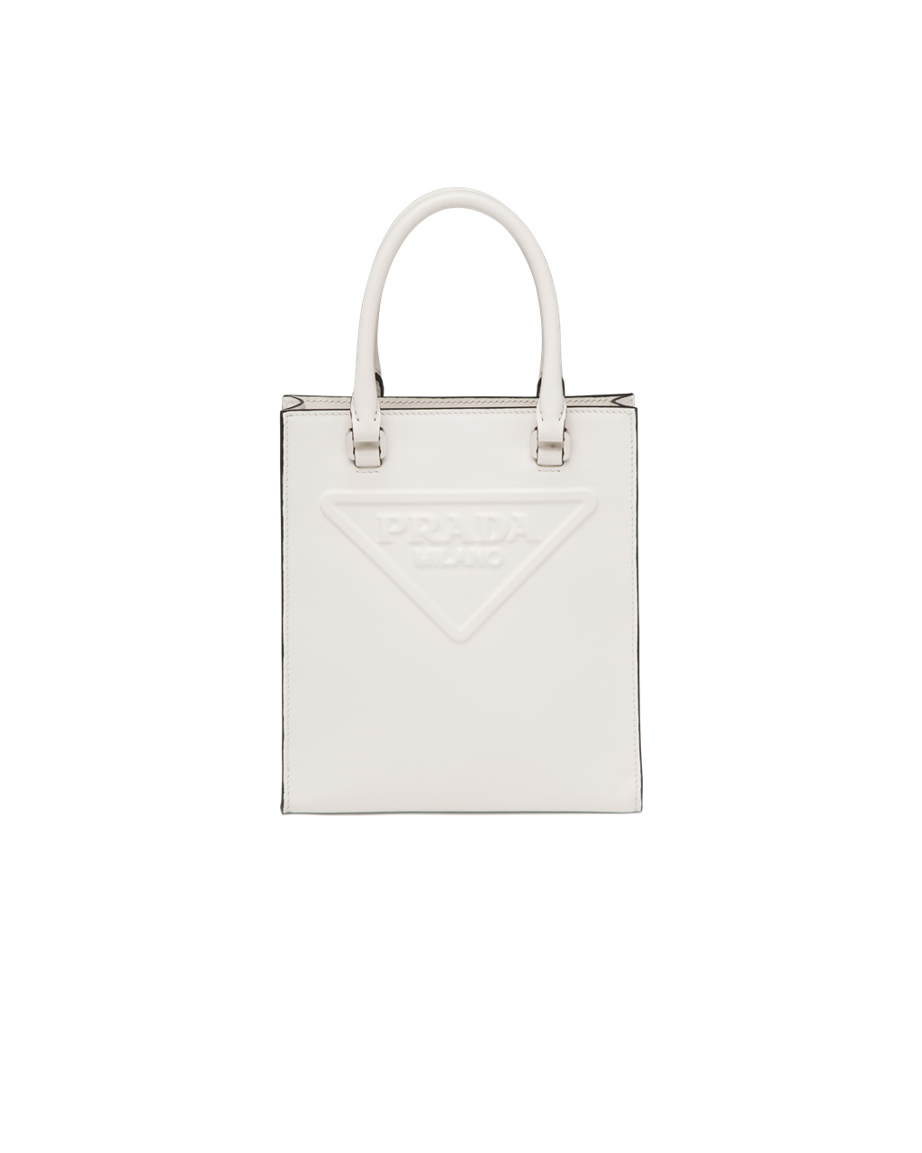 Prada Lær Handbag Hvite | TPCZJO861