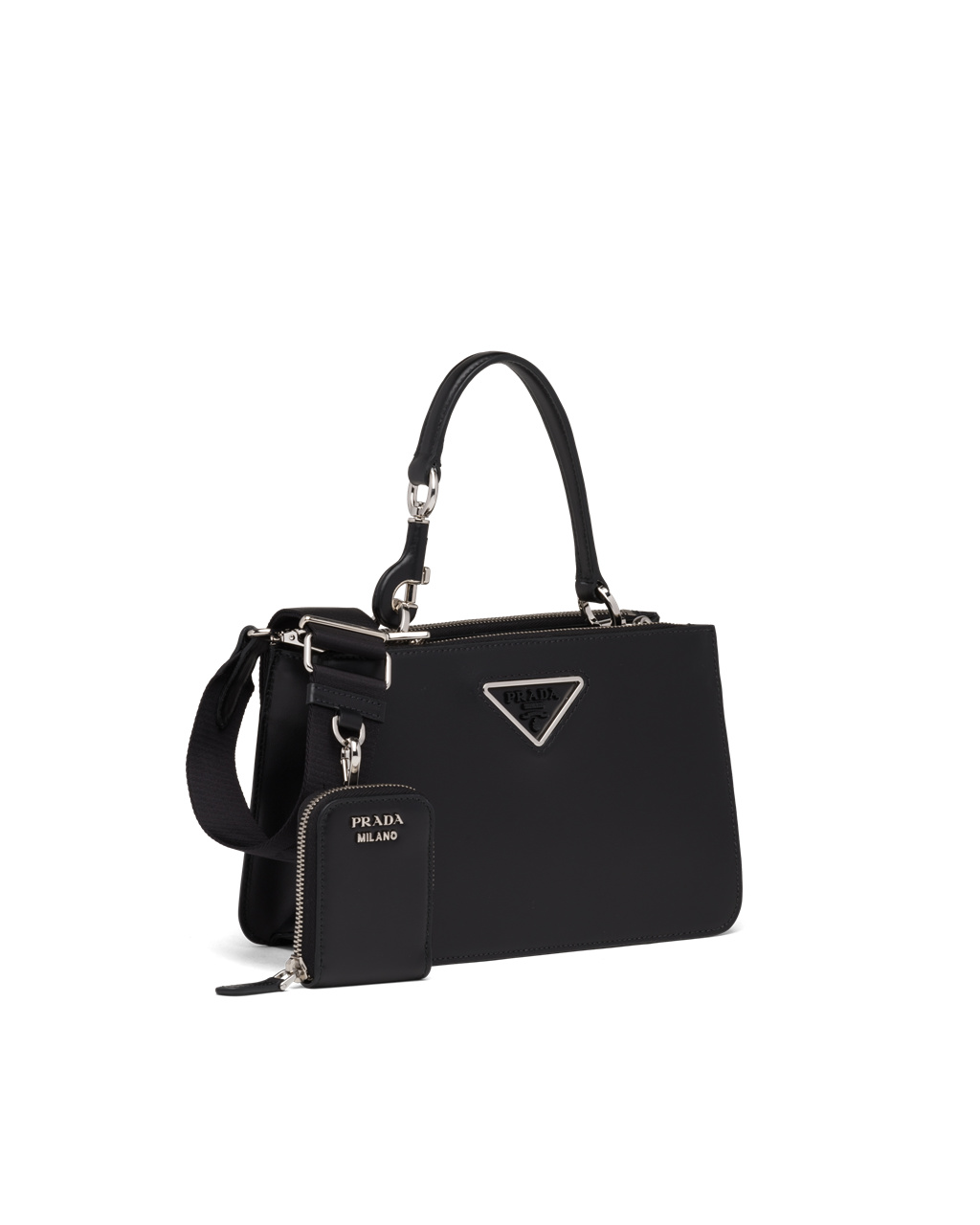 Prada Lær Handbag Svarte | XVRWDC892