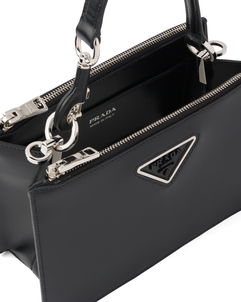 Prada Lær Handbag Svarte | XVRWDC892