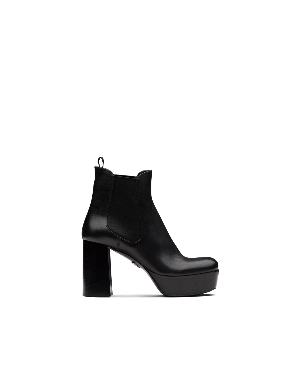 Prada Lær Platform Booties Svarte | 503-UGRWOI