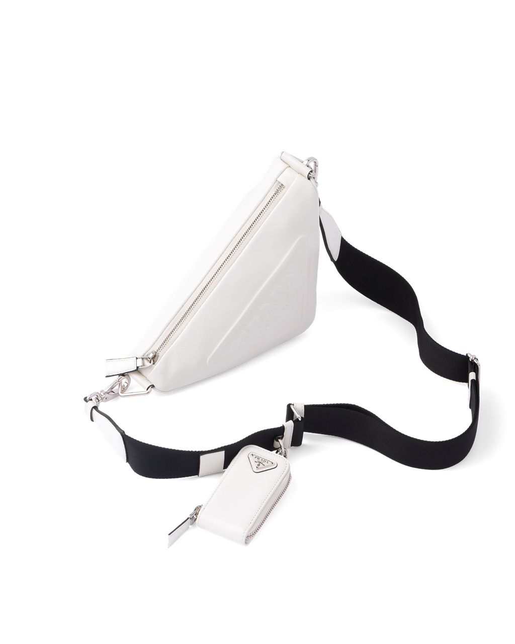 Prada Lær Prada Triangle Shoulder Bag Hvite | 197-VQAZEI