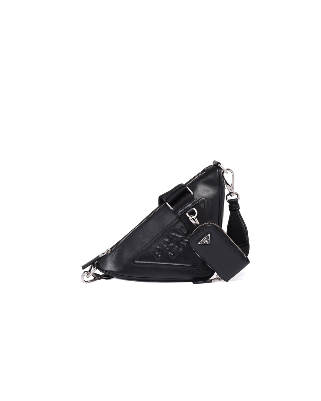 Prada Lær Prada Triangle Shoulder Bag Svarte | 734-GADHBY