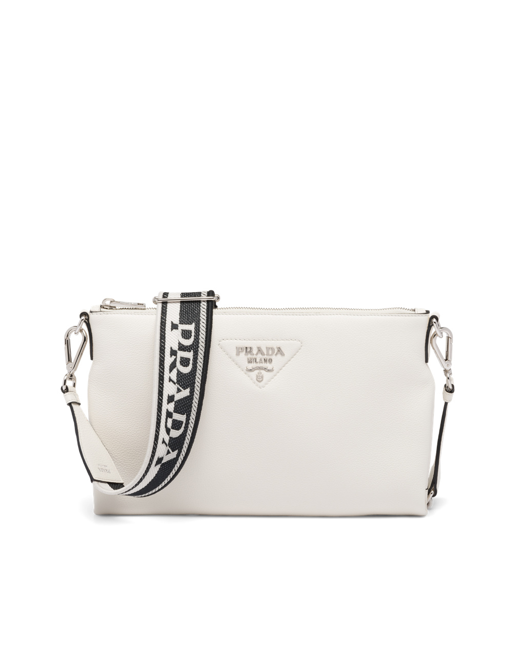 Prada Lær Shoulder Bag Hvite | JMXTNK725