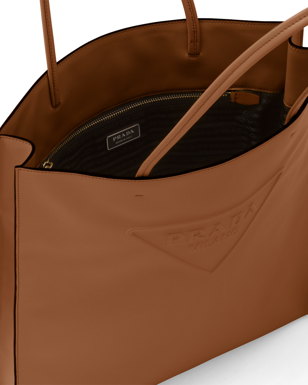 Prada Lær Tote Bag Cognac | POXIKL240