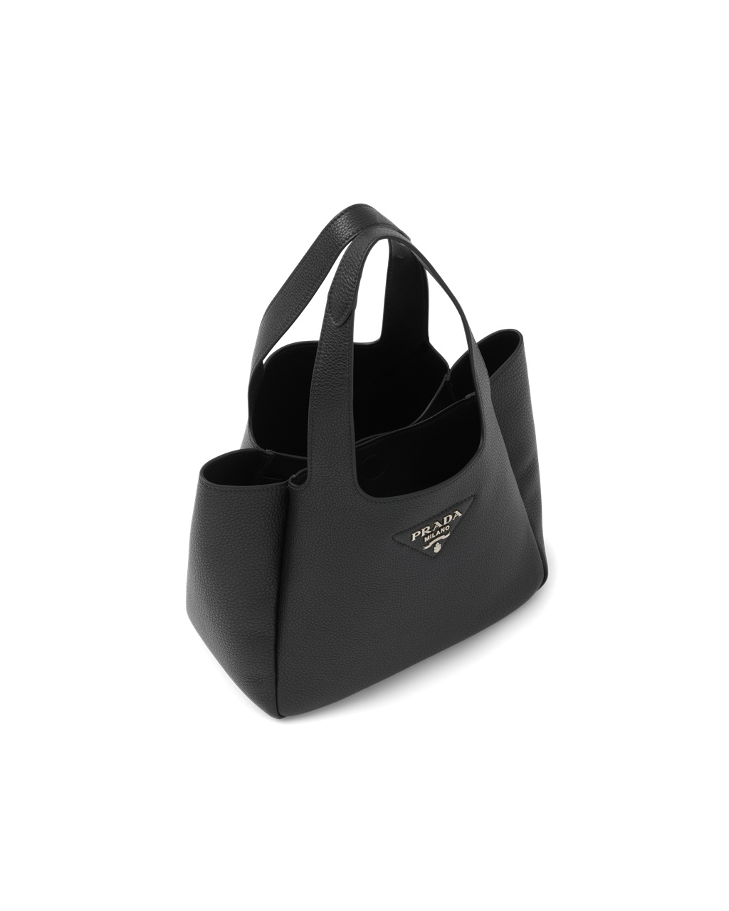 Prada Lær Tote Svarte | GUTQDW982