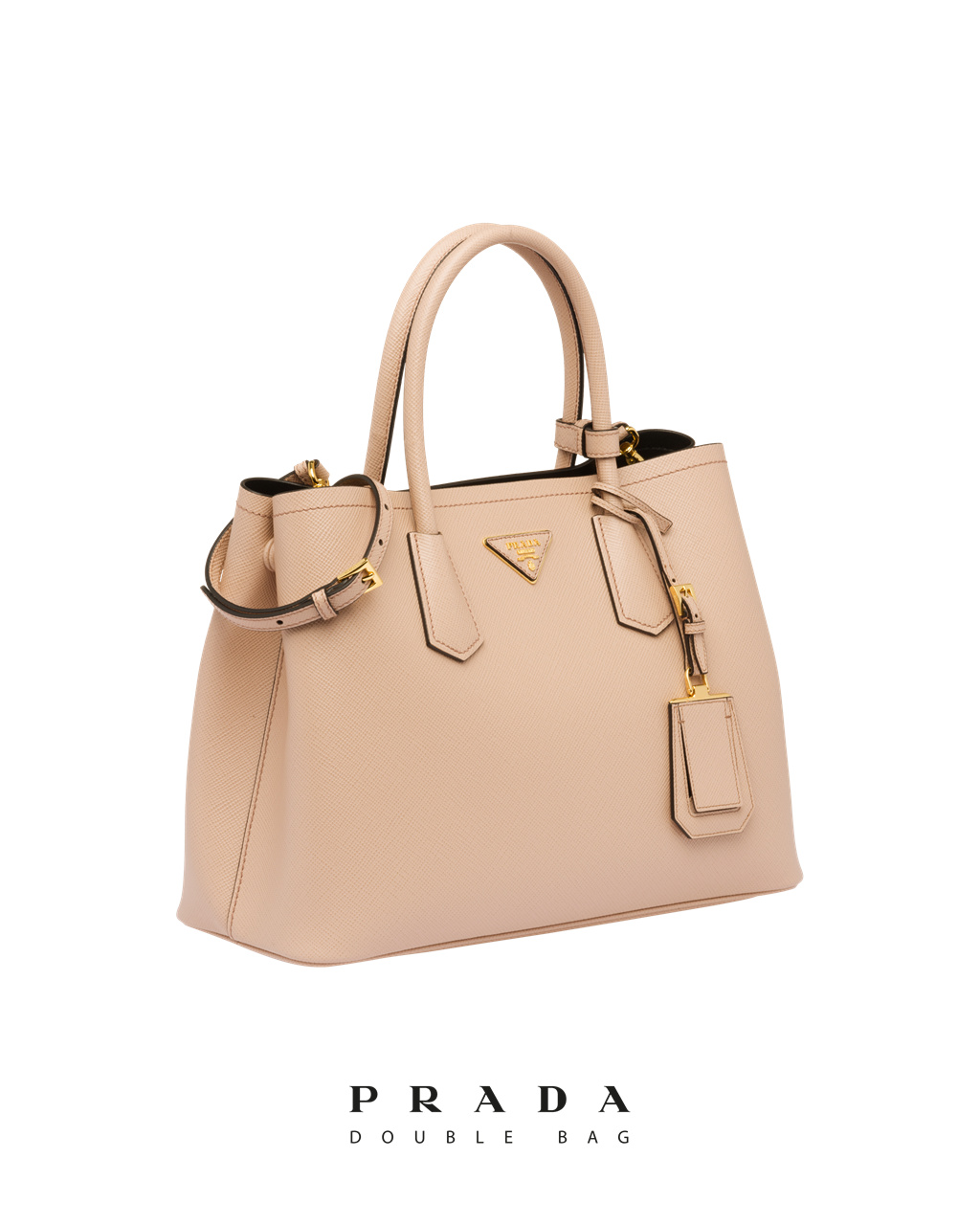 Prada Medium Saffiano Lær Double Prada Bag Svarte | KZDNHG986