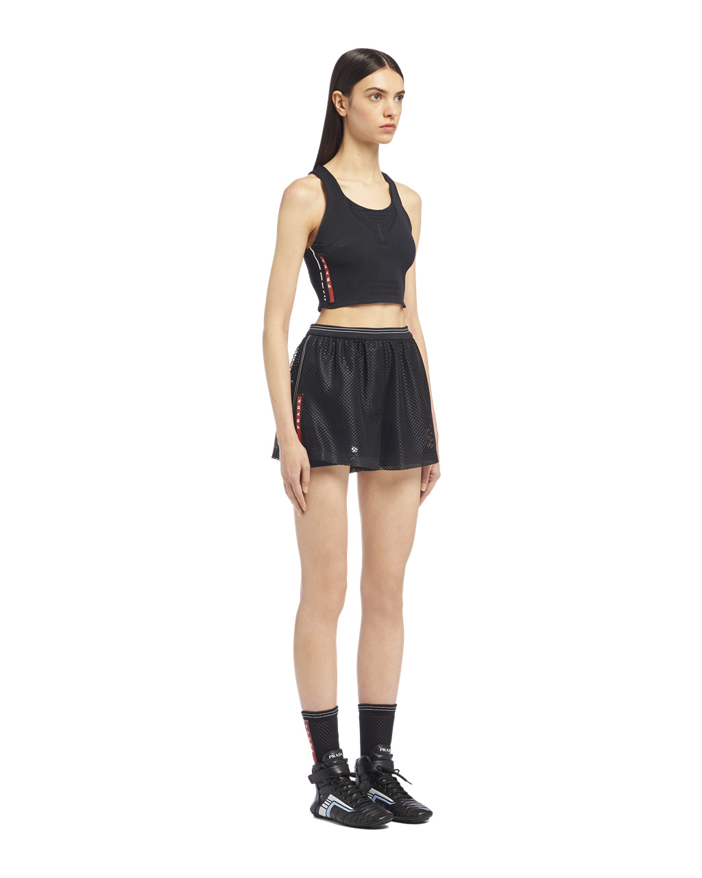 Prada Mesh Shorts Svarte | 409-APYZJC