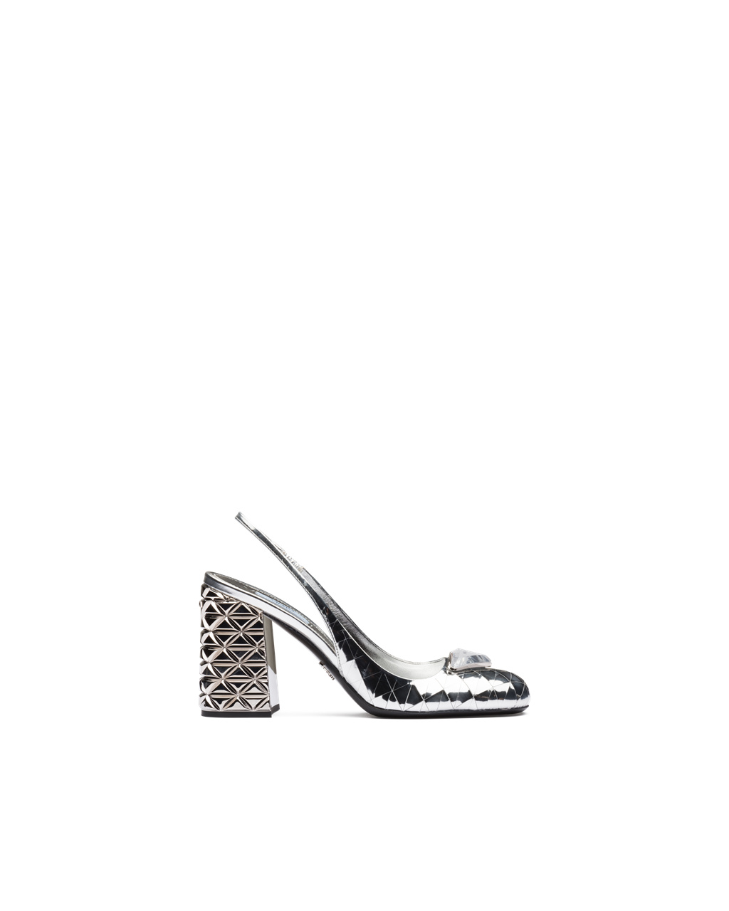 Prada Metallic Lær Slingback Pumps Sølv | 180-SNZAOF