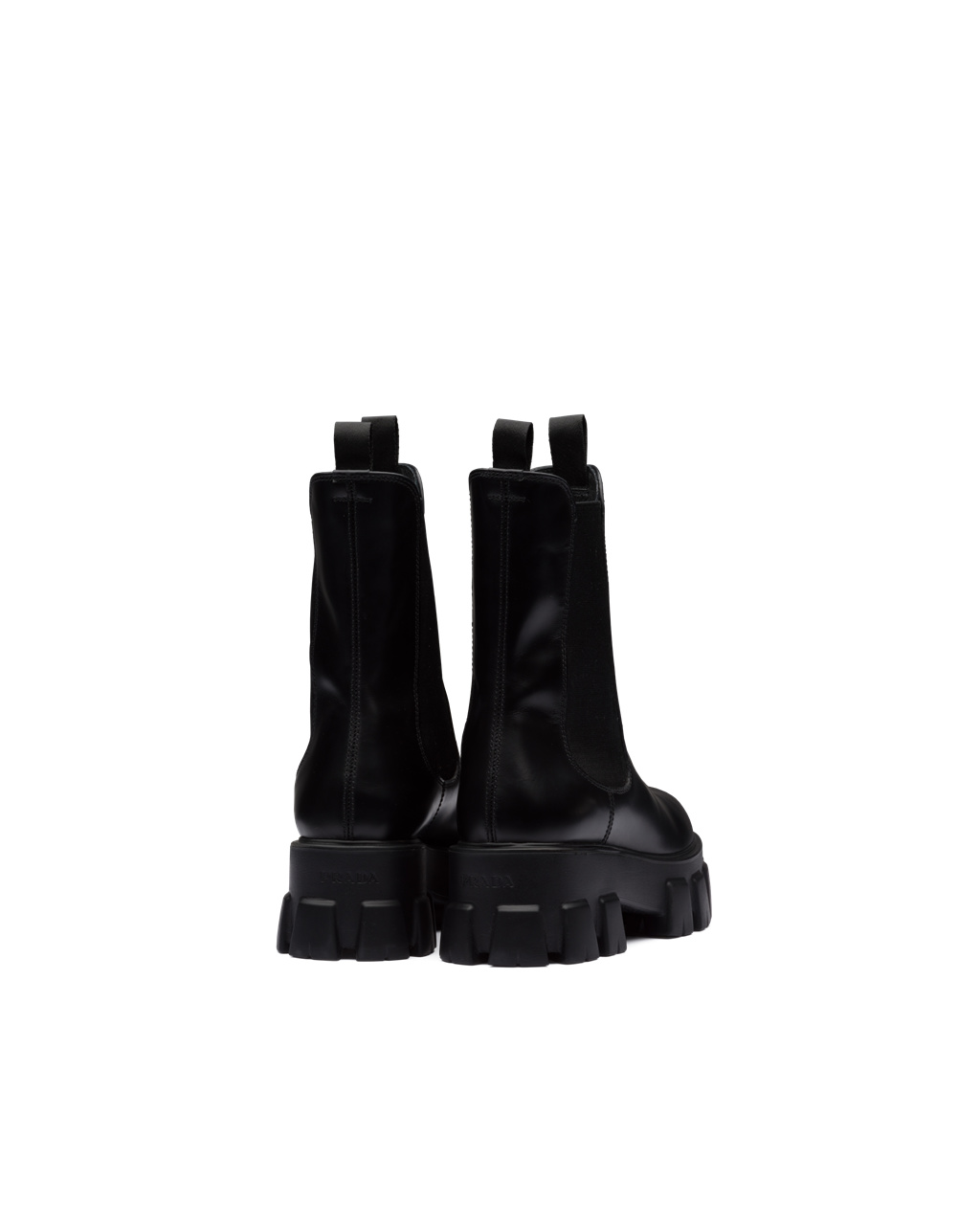 Prada Monolith Brushed Lær Boots Svarte | 928-NFAQEX