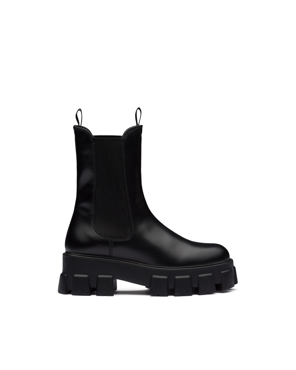 Prada Monolith Brushed Lær Boots Svarte | 928-NFAQEX