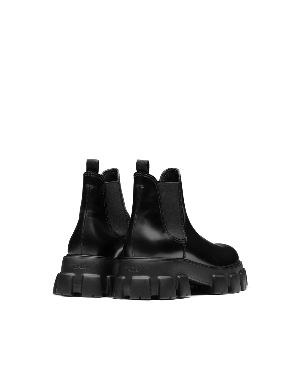 Prada Monolith Brushed Lær Chelsea Boots Svarte | 740-NAGJIF