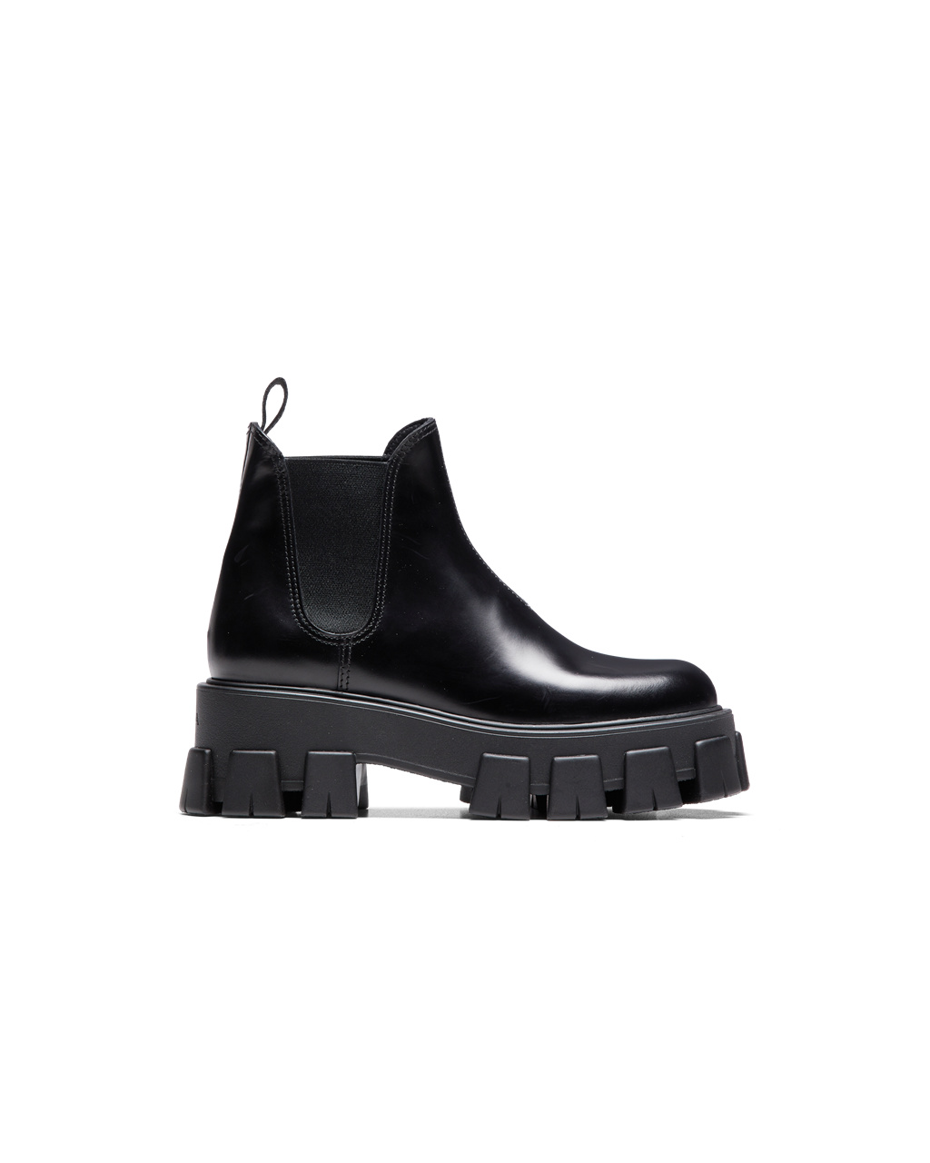 Prada Monolith Brushed Lær Chelsea Boots Svarte | 754-FWBMPN