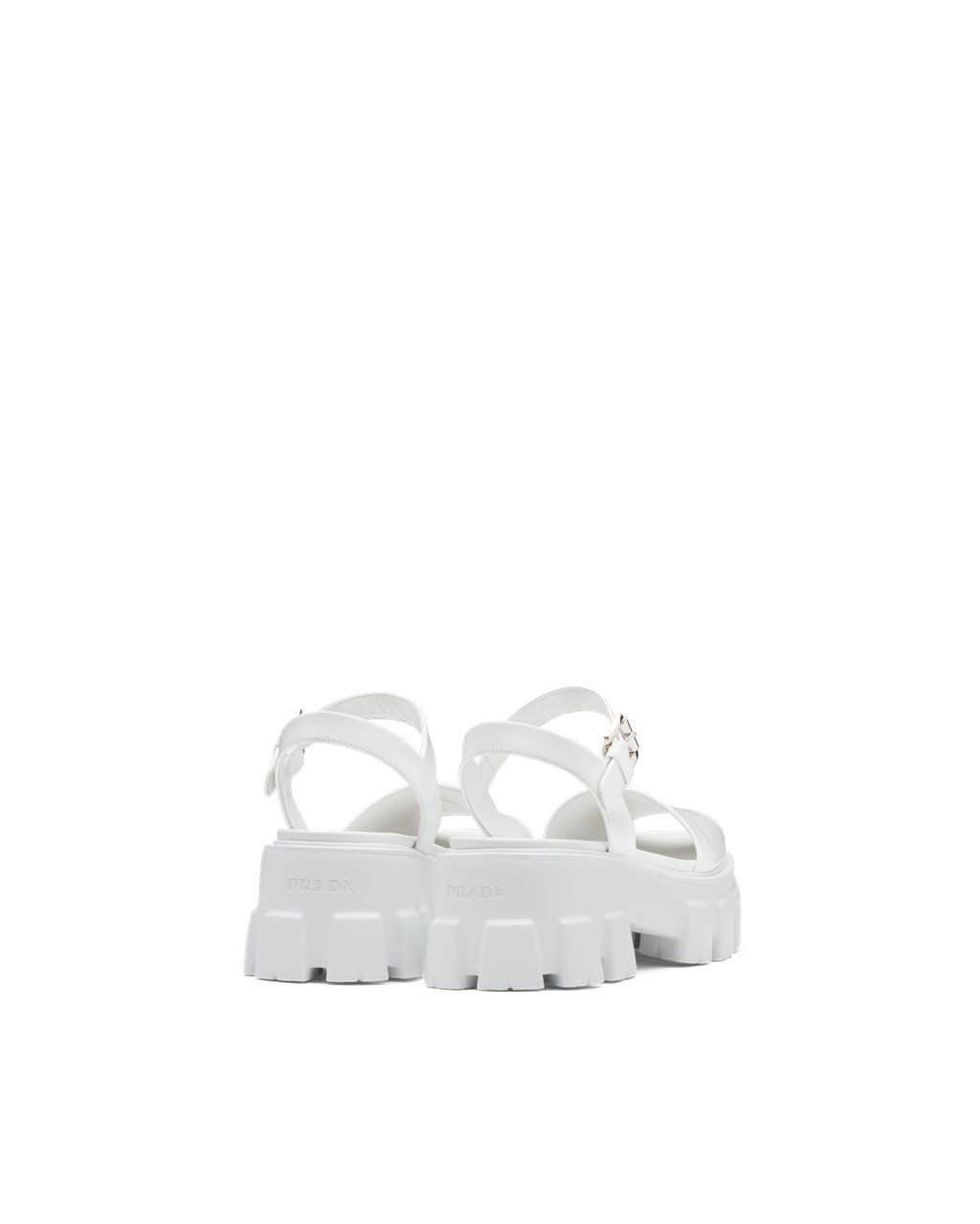 Prada Monolith Brushed Lær Sandals Hvite | 369-IPBZDY