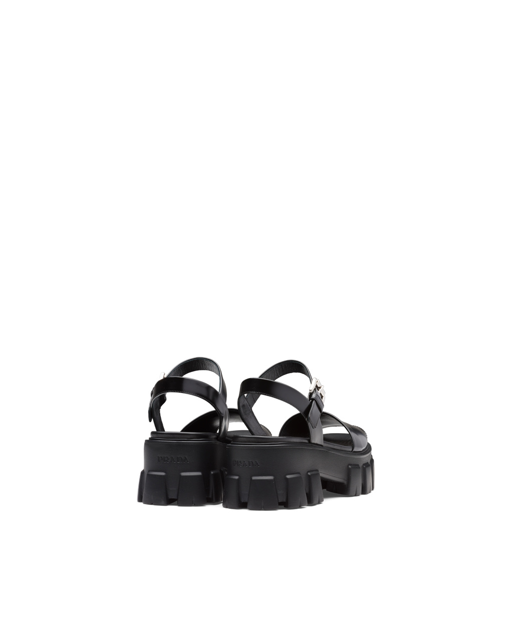 Prada Monolith Brushed Lær Sandals Svarte | 765-UHSVIP