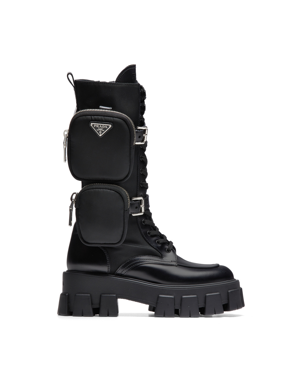 Prada Monolith Brushed Rois Lær And Nylon Boots Svarte | 741-SZUVIA