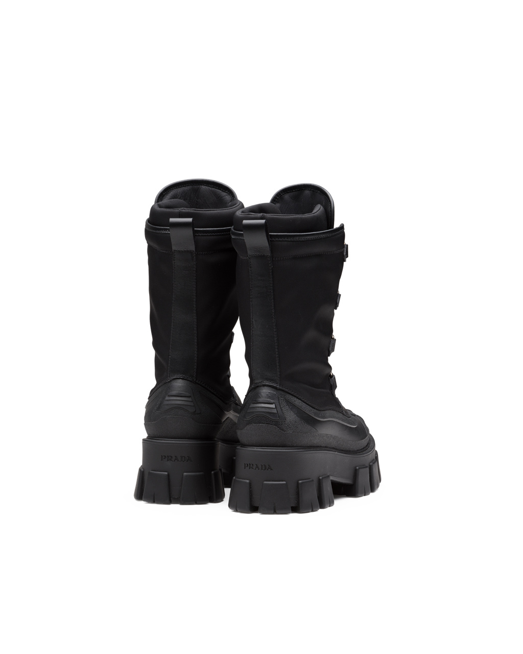 Prada Monolith Lær And Nylon Boots Svarte | 295-ZWUMBR