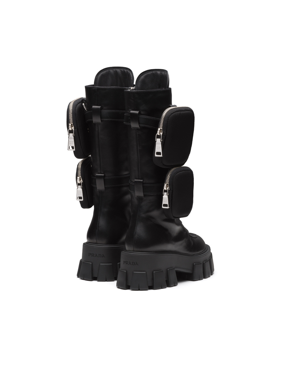 Prada Monolith Lær Boots Svarte | 215-SGLXQO