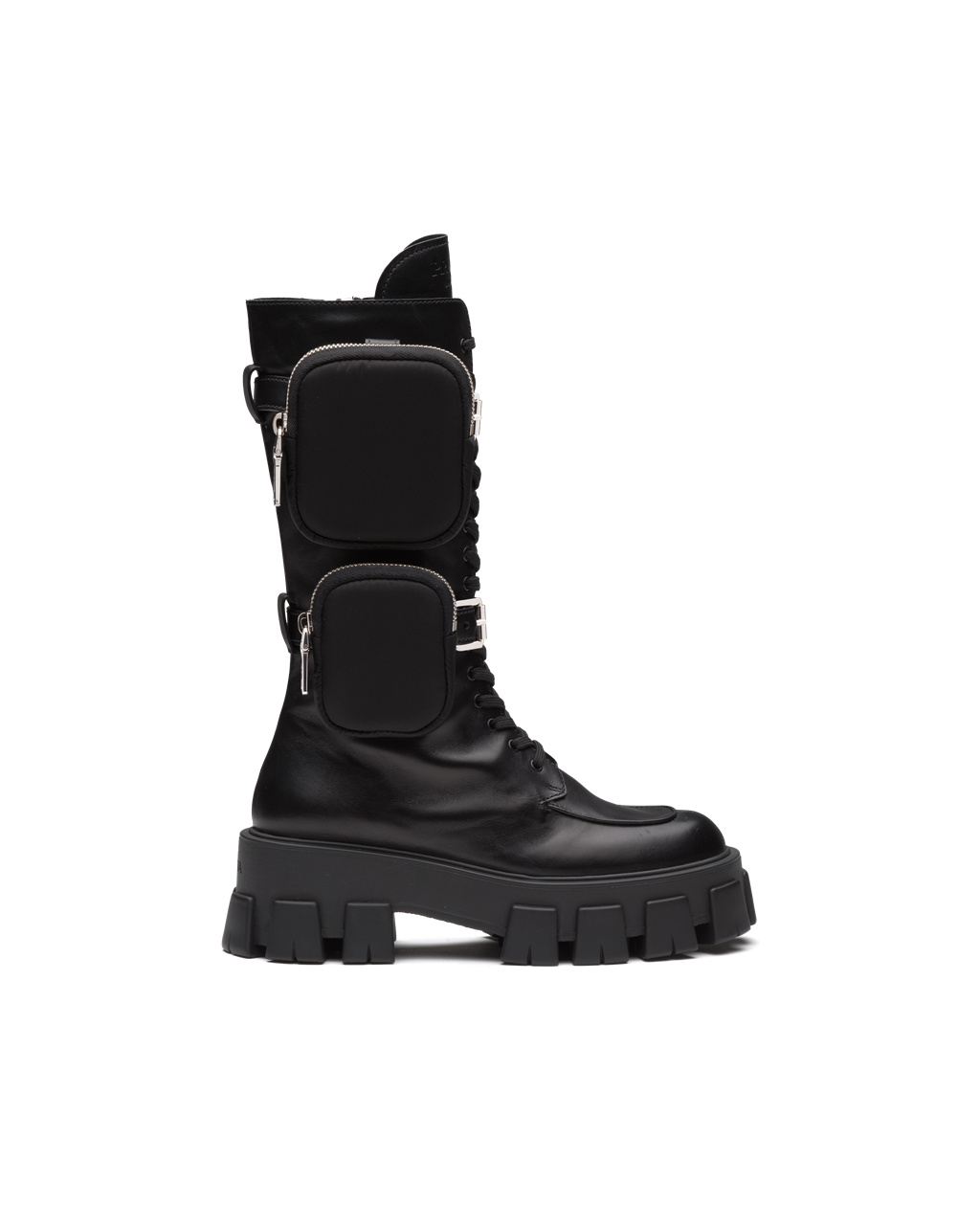 Prada Monolith Lær Boots Svarte | 215-SGLXQO