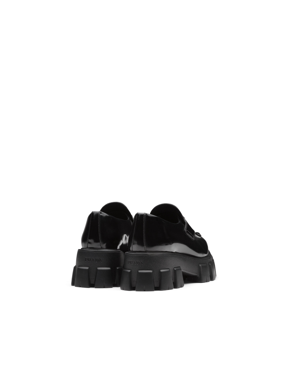 Prada Monolith Pointy Brushed Lær Loafers Svarte | 963-PJRQOY