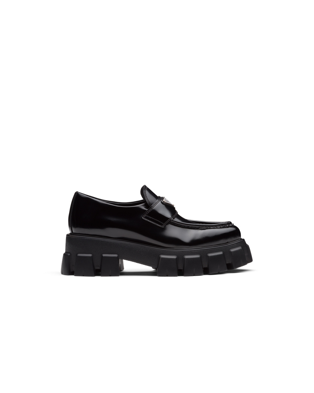 Prada Monolith Pointy Brushed Lær Loafers Svarte | 963-PJRQOY