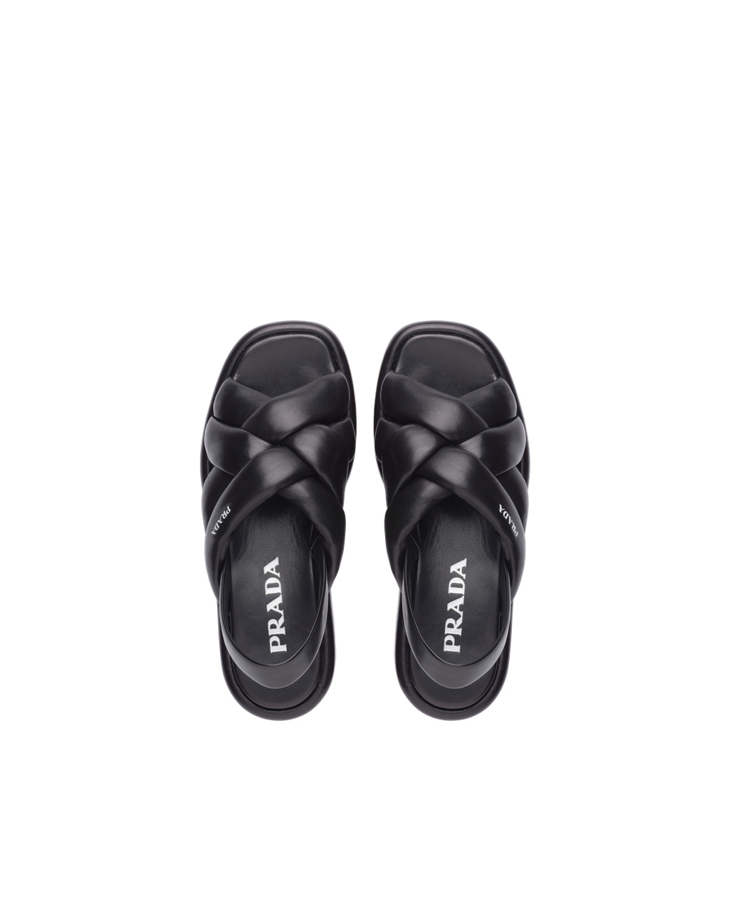 Prada Nappa Lær Flatform Sandals Svarte | 907-JOINMY