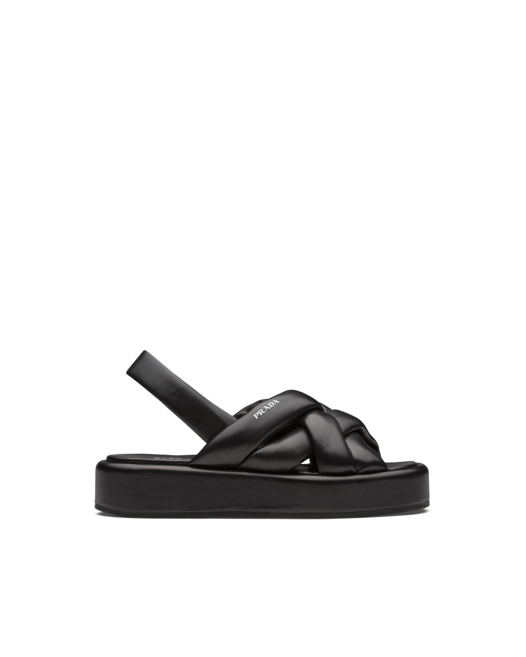 Prada Nappa Lær Flatform Sandals Svarte | 907-JOINMY