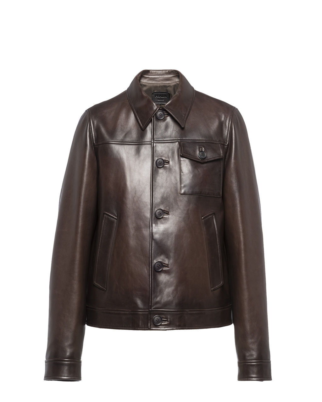 Prada Nappa Lær Jacket Mørke Brune | 736-IODGCN