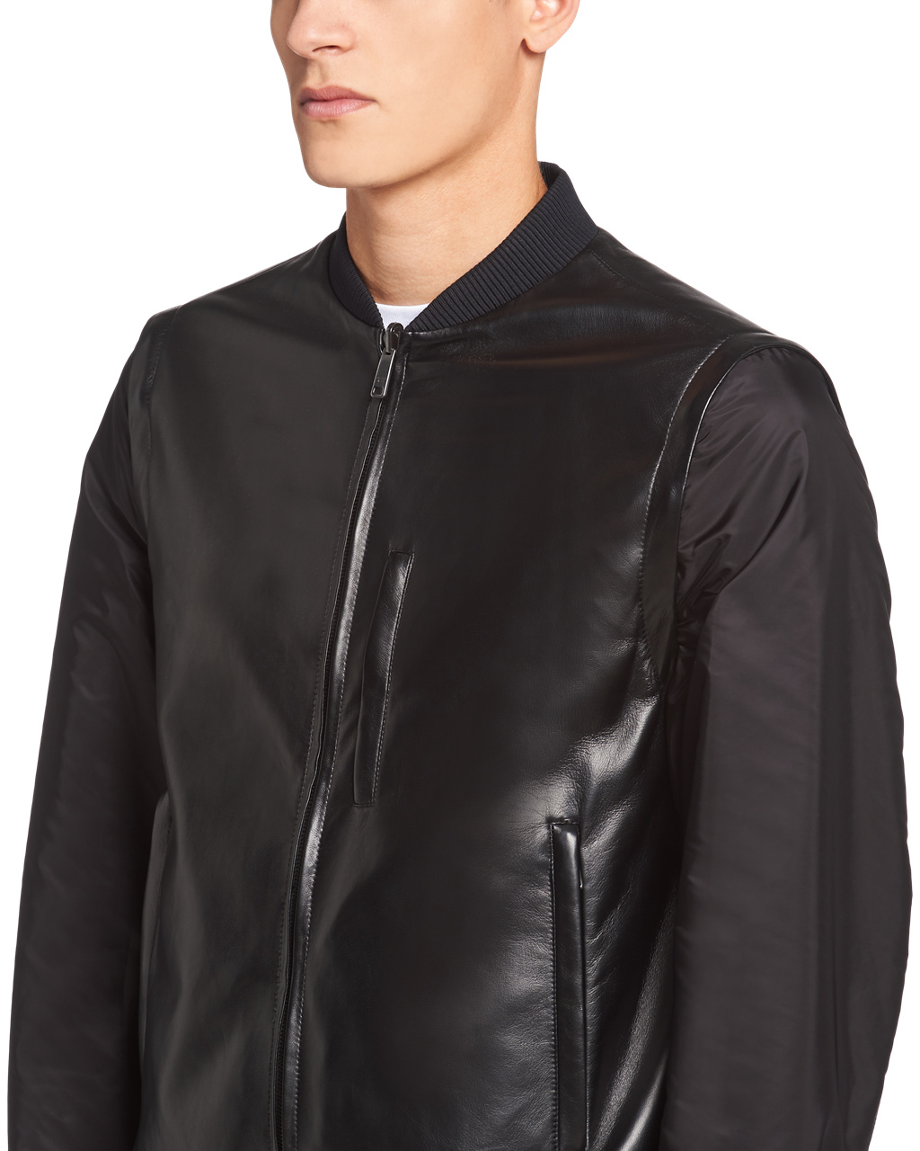 Prada Nappa Lær Jacket Svarte | 208-GNHDZF