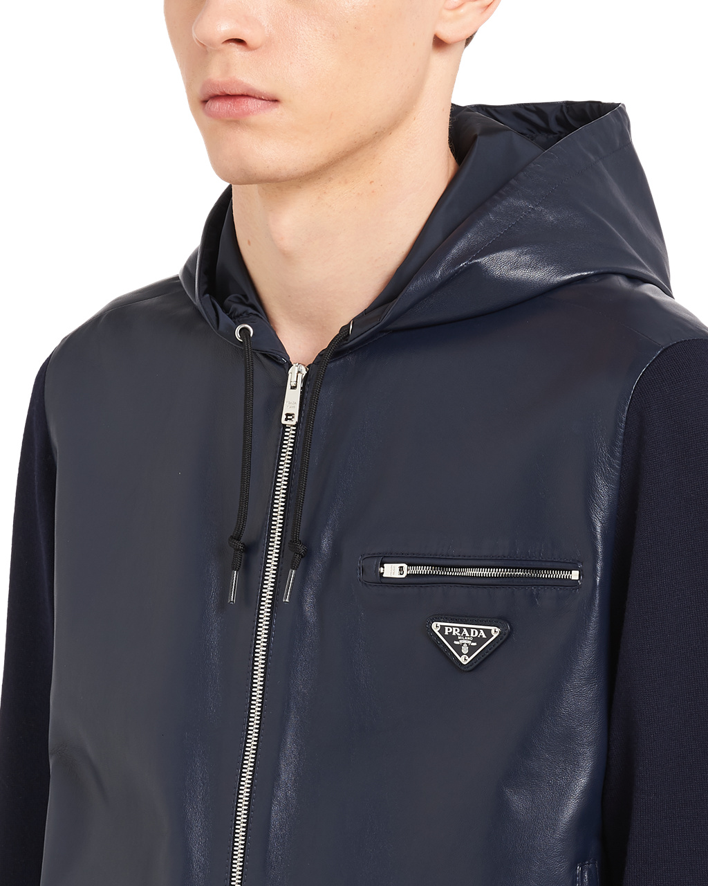 Prada Nappa Lær Jacket Ultramarine | 640-LRMZVB