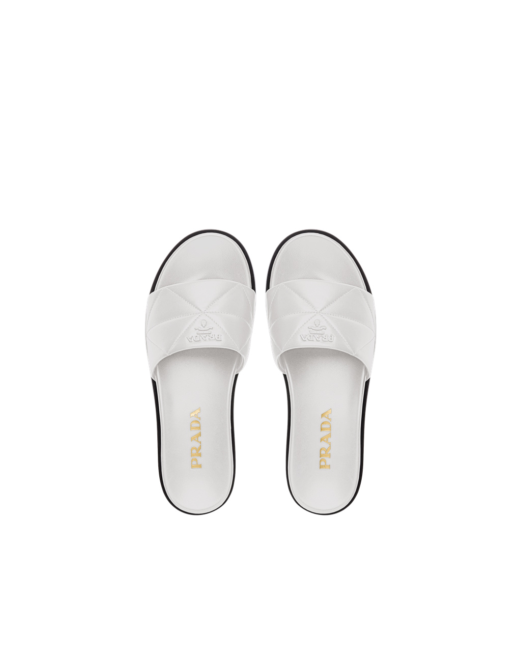 Prada Nappa Lær Slides Hvite | OVTKHW583