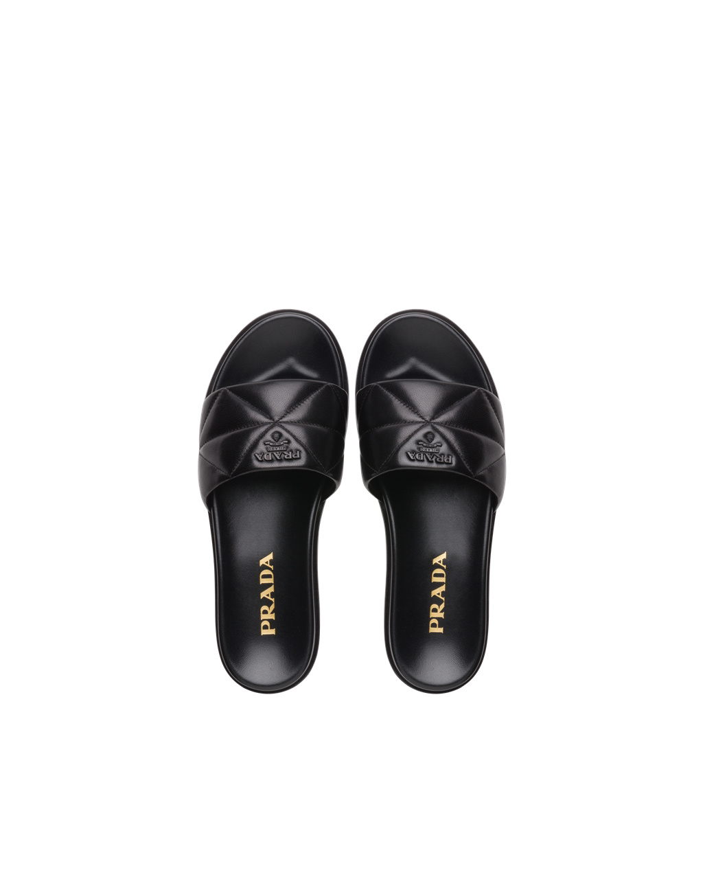 Prada Nappa Lær Slides Svarte | ZIWUXK496