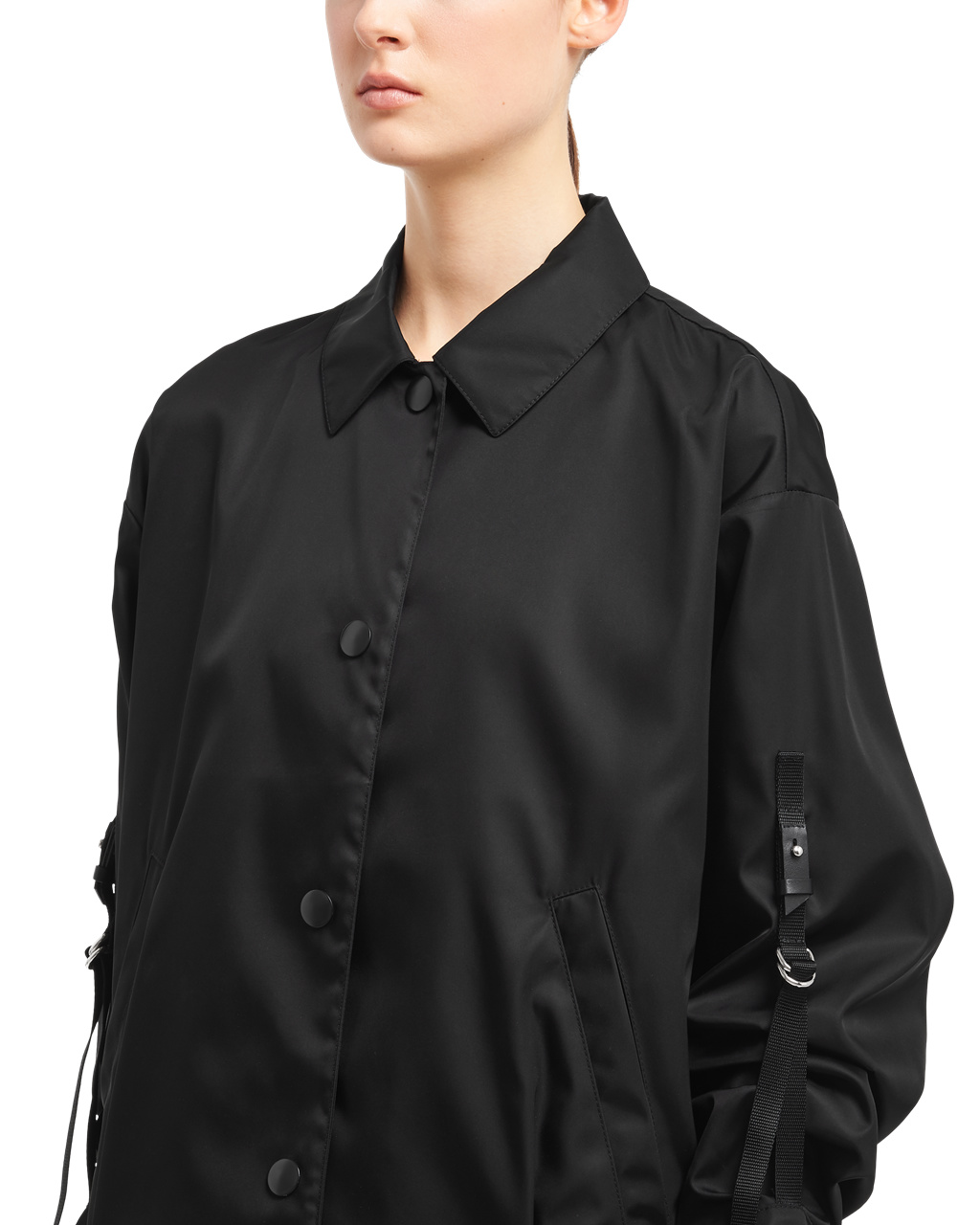 Prada Nylon Gabardine Blouson Jacket Svarte | 617-OZXMND