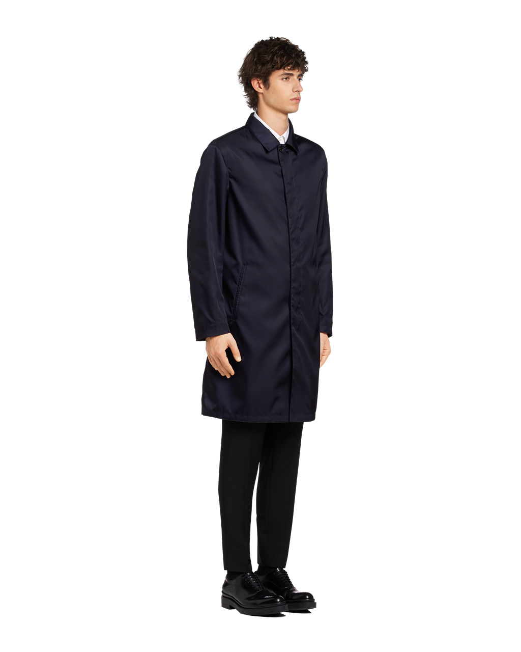 Prada Nylon Gabardine Raincoat Marineblå | 736-MCQVFL