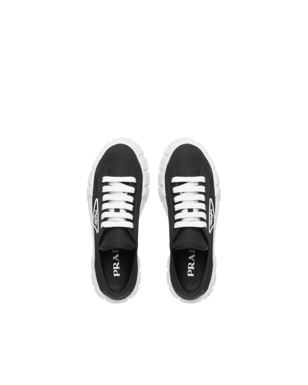 Prada Nylon Gabardine Sneakers Svarte Hvite | IVNDEQ501