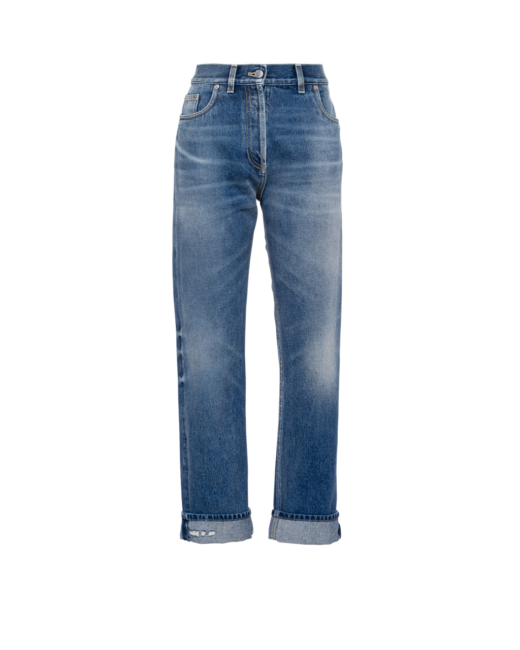 Prada Organic Denim Five-pocket Trousers Marineblå | EKHIFS659