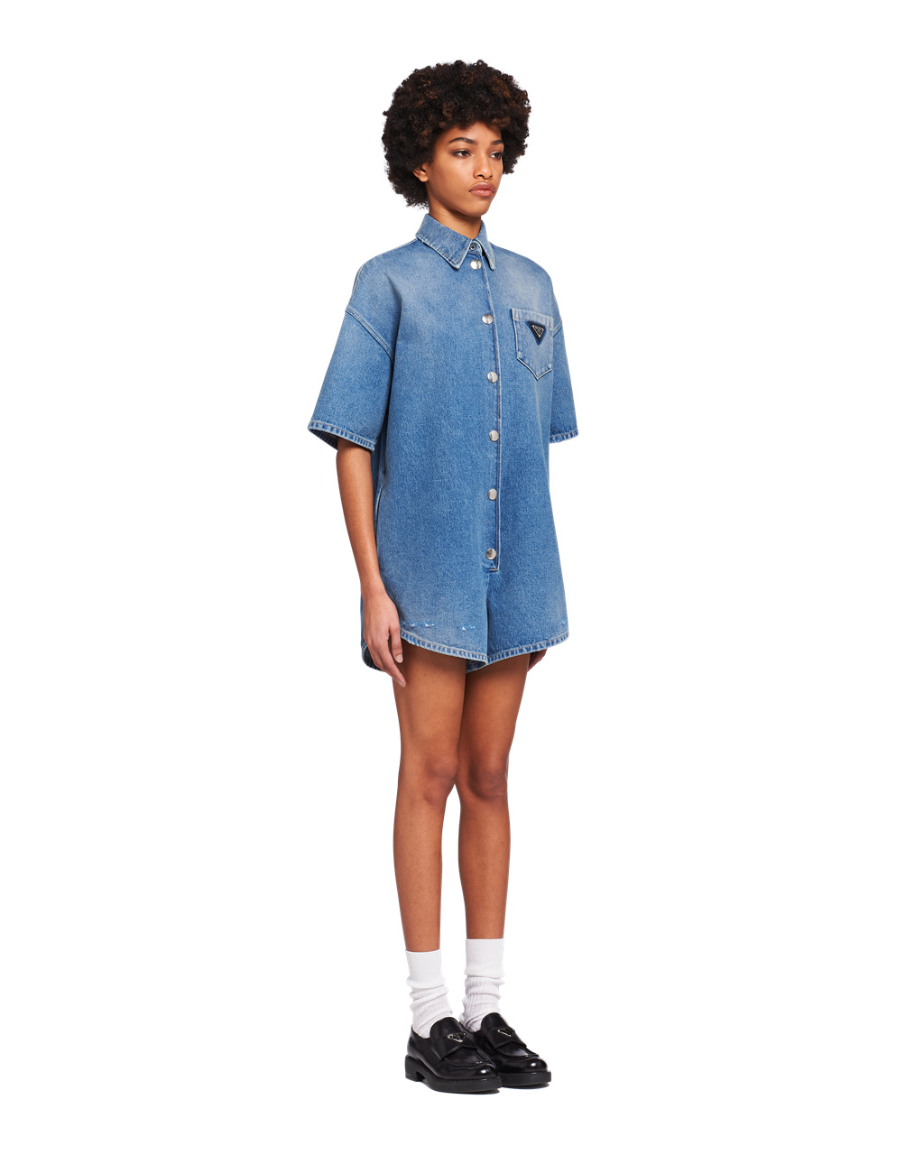 Prada Organic Denim Playsuit Marineblå | 127-JKHPMC