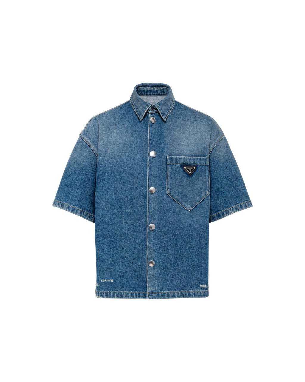 Prada Organic Denim Shirt Marineblå | 374-MEULVQ