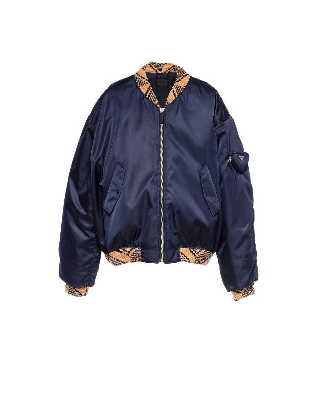 Prada Oversized Re-nylon And Knit Bomber Jacket Blå | 185-GWTUNB